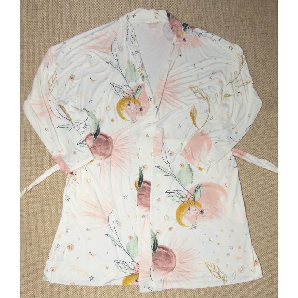 SOMA‎ Celestial Robe XXL Short Stars Moon Sun Stargazer Long Sleeve White